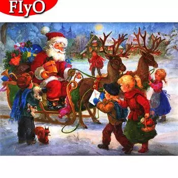 Алмазная картина Санта-Клаус, полная квадратная круглая ручная работа, распродажа, алмазная вышивка, снежная мозаика, мультяшный Рождественский подарок Full Round (20X30CM)