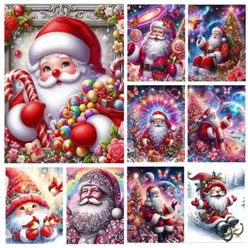 Алмазная картина Санта-Клаус полный квадрат круглая вышивка портрет мозаика стразы ручная работа рождественский декоративный подарок 5D DIY Full Round 20x30CM