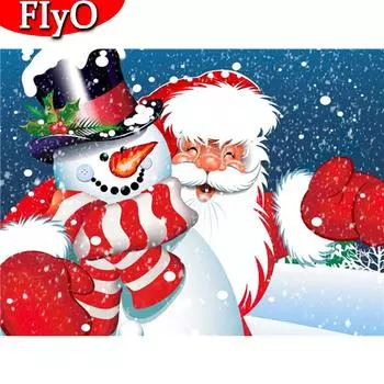 Алмазная картина Санта-Клаус, полный квадратный круглый набор для рукоделия, алмазная вышивка, набор со стразами для мультфильма, зимний Рождественский подарок Full Round (20X30CM)