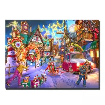 Алмазная картина Санта-машина, Новое поступление, полный набор сверл, сделай сам, вышивка мозаикой, рождественский олень, уличный пейзаж, ручная работа, S286 Full Round 30x45CM