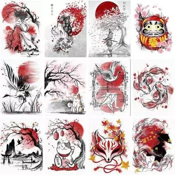 Алмазная картина «сделай сам», красный и черно-белый пейзаж, полная круглая алмазная мозаика, вышивка крестом, ручная работа Full Round 20x30CM