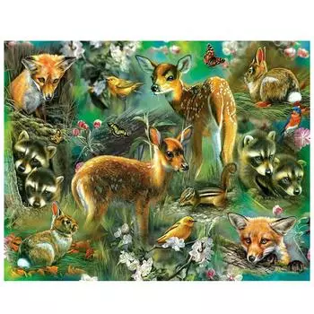 Алмазная картина «сделай сам», лиса, енот, животное, Алмазная мозаика, полная круглая Алмазная вышивка 20X30CM