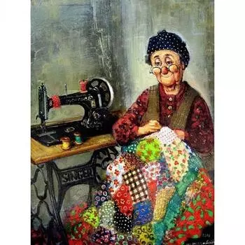 Алмазная картина, швейная машина для бабушки, Алмазная вышивка, распродажа, портрет для взрослых, стразы, полная мозаика, домашний деко Full Round 20x30CM
