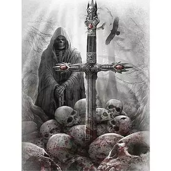 Алмазная картина Скелет Смерть приближается Мозаика Подарок Diy Алмазная вышивка Ремесло Живопись 20X30CM