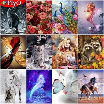 Алмазная картина «Снег падал лошадей и собак» вышивка крестом полная квадратная круглая дрель Алмазная вышивка животных Алмазная мозаика ремесленный домашний декор Full Round 20X30CM красный