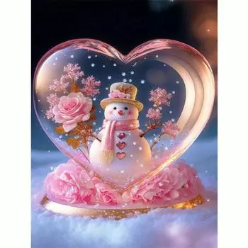 Алмазная картина Снеговик цветок Diy мозаика Алмазная вышивка стразами Рождественский подарок украшение дома 30x40 см/12x16 дюймов 30x40cm NO Frame