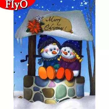 Алмазная картина «Снеговик», полный дрель, набор для рукоделия, 5D «сделай сам», алмазная вышивка, мультяшное рукоделие, зимние рождественские украшения Full Round (20X30CM)