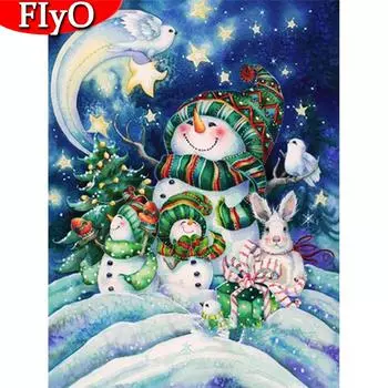 Алмазная картина Снеговик со стразами картина Алмазная вышивка крестиком мультфильм Рождественский подарок Декор для дома Full Round (20X30CM)
