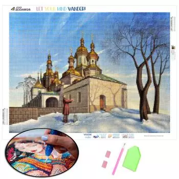 Алмазная картина Снежный замок 5D DIY Алмазная вышивка Слуга Фотографии Стразы Мозаика Вышивка крестом Ручная работа Full Round (20X30CM)