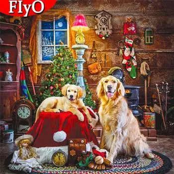 Алмазная картина собака полная квадратная круглая дрель ремесленное искусство 5D DIY Алмазная вышивка комплект животных мозаика Рождественский подарок Full Round 30x30CM
