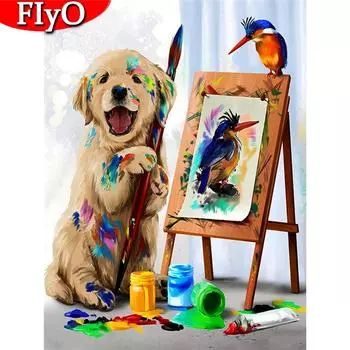 Алмазная картина собака полная квадратная круглая ручная работа 5D Алмазная вышивка Animla птица хобби и ремесла украшение дома Full Round (20X30CM)
