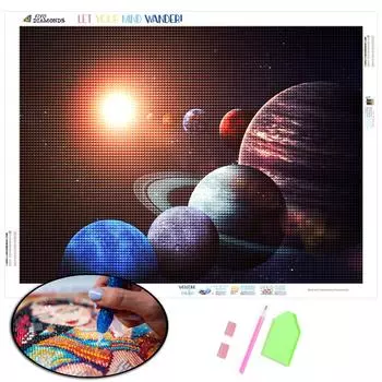 Алмазная картина Солнечная система полный квадрат/круг 5D вышивка крестиком Алмазная вышивка Планета Мозаика украшение дома картина Full Round 20X30CM