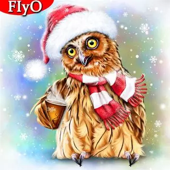 Алмазная картина Сова, полная квадратная вышивка крестиком, распродажа, алмазная живопись, мозаика с изображением животных, набор страз, Рождественское украшение Full Round 30x30CM