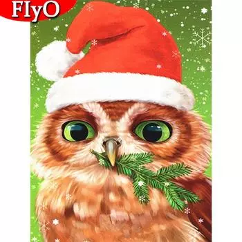 Алмазная картина Сова Полный квадратный набор крестиков Алмазная вышивка Животное Мозаика Рождественский подарок ручной работы Full Round (20X30CM)
