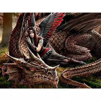 Алмазная картина, стежка, дракон, животные, картины из стразов, рукоделие, круглая дрель, домашний декор 20X30CM