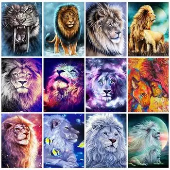 Алмазная картина, стразы с животными, 5D DIY, Алмазная вышивка, вышивка крестиком, лев, мозаика, распродажа, подарок ручной работы Full Round 20X30CM красный