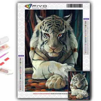 Алмазная картина Свирепый зверь Тигр Вышивка крестом горный хрусталь Домашний декор Full Round 20X30CM