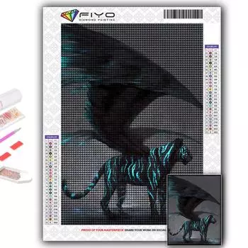 Алмазная картина Свирепый зверь Тигр Вышивка крестом горный хрусталь Домашний декор Full Round 20X30CM