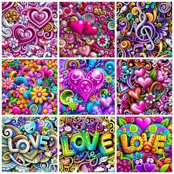 Алмазная картина своими руками, любовный пейзаж, полная квадратная круглая вышивка, мозаика, красочный пейзаж, домашний декор ручной работы Full Round 20x20CM