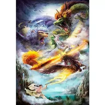 Алмазная картина Tengyun вождение туманного дракона, полная квадратная/круглая мозаика, вышивка, домашний декор, подарок ручной работы Full Round 20X30CM