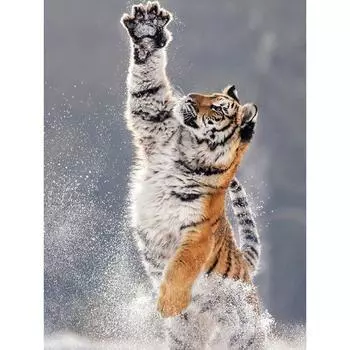 Алмазная картина тигр вышивка крестом круглая полная дрель животное алмазная мозаика вышивка 20X30CM