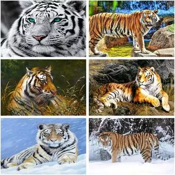 Алмазная картина Тигр животное для взрослых вышивка крестиком Алмазная вышивка Алмазная мозаика ремесленный домашний декор Full Round 20x30CM