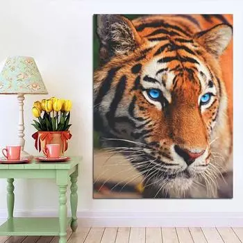 Алмазная картина Тигр животных Алмазная вышивка Крестиком Сверление Алмазная мозаика Вышивка крестом 20X30CM