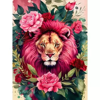 Алмазная картина Тропические джунгли Дикая природа Роза Красный Лев Полный кристалл Мозаика Набор для вышивания Бар Стена Властные декоративные подарки