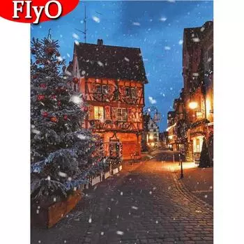 Алмазная картина, уличный комплект, вышивка крестиком, Алмазная вышивка, пейзажная картина со стразами, зимний декор для дома Full Round (20X30CM)