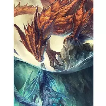 Алмазная картина «Водный и огненный дракон», Алмазная вышивка, вышивка крестиком с изображением животных 20X30CM