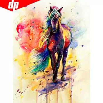 Алмазная картина Вышивка Лошадь Алмазная мозаика DIY Полный круглый рукоделие Вышивка крестом 20X30CM