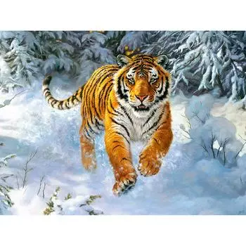 Алмазная картина, вышивка, бегущий тигр, рукоделие, подарок, полная Алмазная вышивка крестиком, домашний декор 20X30CM
