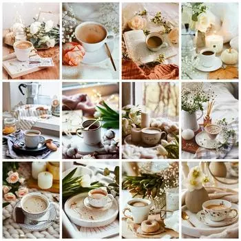 Алмазная картина вышивка чашка кофе полный квадрат/круг мозаика вышивка крестом окно пейзаж кристалл настенная наклейка Full Round 20x30CM