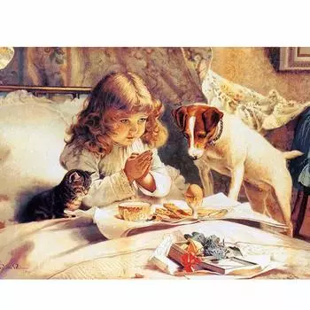 Алмазная картина, вышивка, девушка, кошка, собака, торт, еда, полный круглый крестик, свадебное украшение 20X30CM