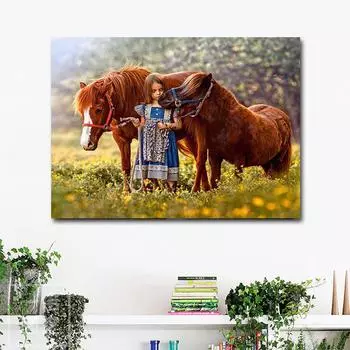 Алмазная картина, вышивка, девушка, светодиодная лошадь, вышивка крестом, горный хрусталь, мозаика, домашний декор, подарок 20X30CM