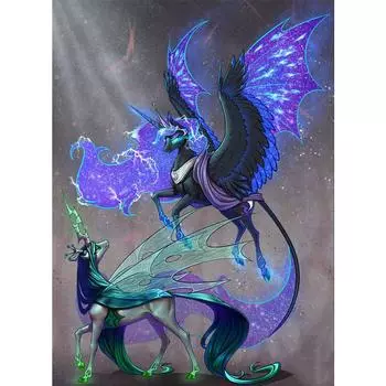 Алмазная картина, вышивка крестиком, черный единорог, полная квадратная/круглая дрель, Алмазная вышивка, мозаика, вышивка крестиком, подарок ручной работы Full Round 20X30CM