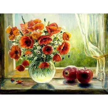 Алмазная картина, вышивка крестиком, цветок и яблоко, алмазная мозаика, живописная вышивка 20X30CM