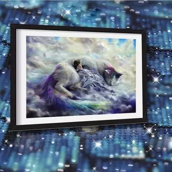Алмазная картина, вышивка крестиком, «Дева и большой кот», Алмазная вышивка, рукоделие, узоры со стразами 20X30CM