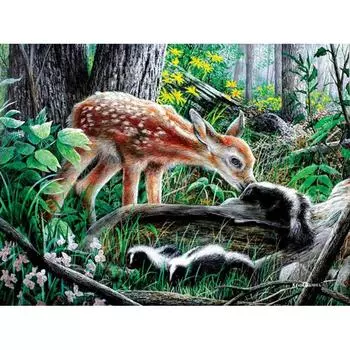 Алмазная картина, вышивка крестиком, лесной молодой олень, полная квадратная алмазная вышивка 20X30CM