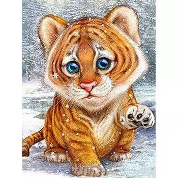 Алмазная картина, вышивка крестиком, милый милый тигр, 3D алмазная живопись, стразы, картина, вышивка 20X30CM