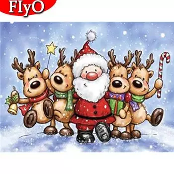 Алмазная картина, вышивка крестиком, олень, картина со стразами, 5D DIY, Алмазная вышивка, Санта-Клаус, рукоделие, Рождественский подарок Full Round (20X30CM)