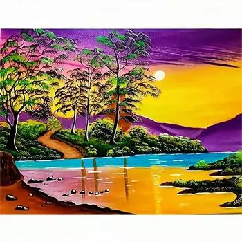 Алмазная картина, вышивка крестиком, Пейзаж, Приморский, полный круглый мозаичный декор для дома 30x40 см/12x16 дюймов 30x40cm NO Frame