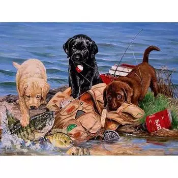 Алмазная картина, вышивка крестиком, полная круглая дрель, алмазная вышивка с собакой на прогулке 20X30CM