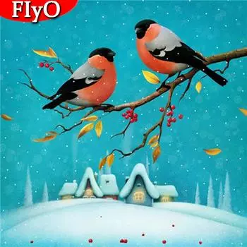 Алмазная картина, вышивка крестиком, рождественская птица, зимняя Алмазная вышивка, снежная мозаика, животные, ремесленные украшения для комнаты Full Round 30x30CM