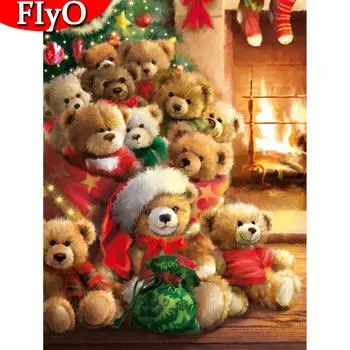 Алмазная картина, вышивка крестиком, Рождество, Новое поступление, Алмазная вышивка, мозаика с животными, распродажа, подарок ручной работы с медведем Full Round (20X30CM)