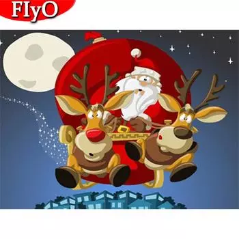 Алмазная картина, вышивка крестиком, Санта-Клаус, полная квадратная Алмазная вышивка, мультяшные рождественские украшения для дома Full Round (20X30CM)