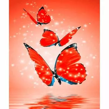 Алмазная картина, вышивка крестиком, животное, 5D Алмазная вышивка, красная бабочка, сделай сам, полная круглая Алмазная мозаика, рукоделие 20X30CM