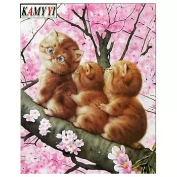 Алмазная картина, вышивка крестиком, животные, три кошки, узоры, Алмазная мозаика, картина из стразов, настенный художественный декор, подарки 20X30CM