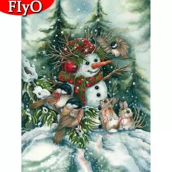 Алмазная картина, вышивка крестиком, Зимняя птица, Алмазная вышивка, Рождественский снеговик, ремесленный набор, подарок ручной работы Full Round (20X30CM)