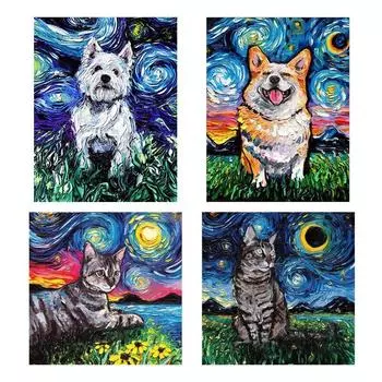 Алмазная картина вышивка крестом 5D алмазная вышивка \ Масляная картина банка и собака\ Домашний декор Diy Diamond Art Full Round 20x30CM